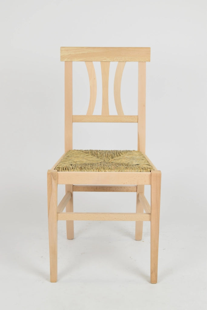 Set 4 sedie Artemisia Tommychairs, struttura in legno di faggio levigato, non trattato, 100% naturale e seduta in paglia