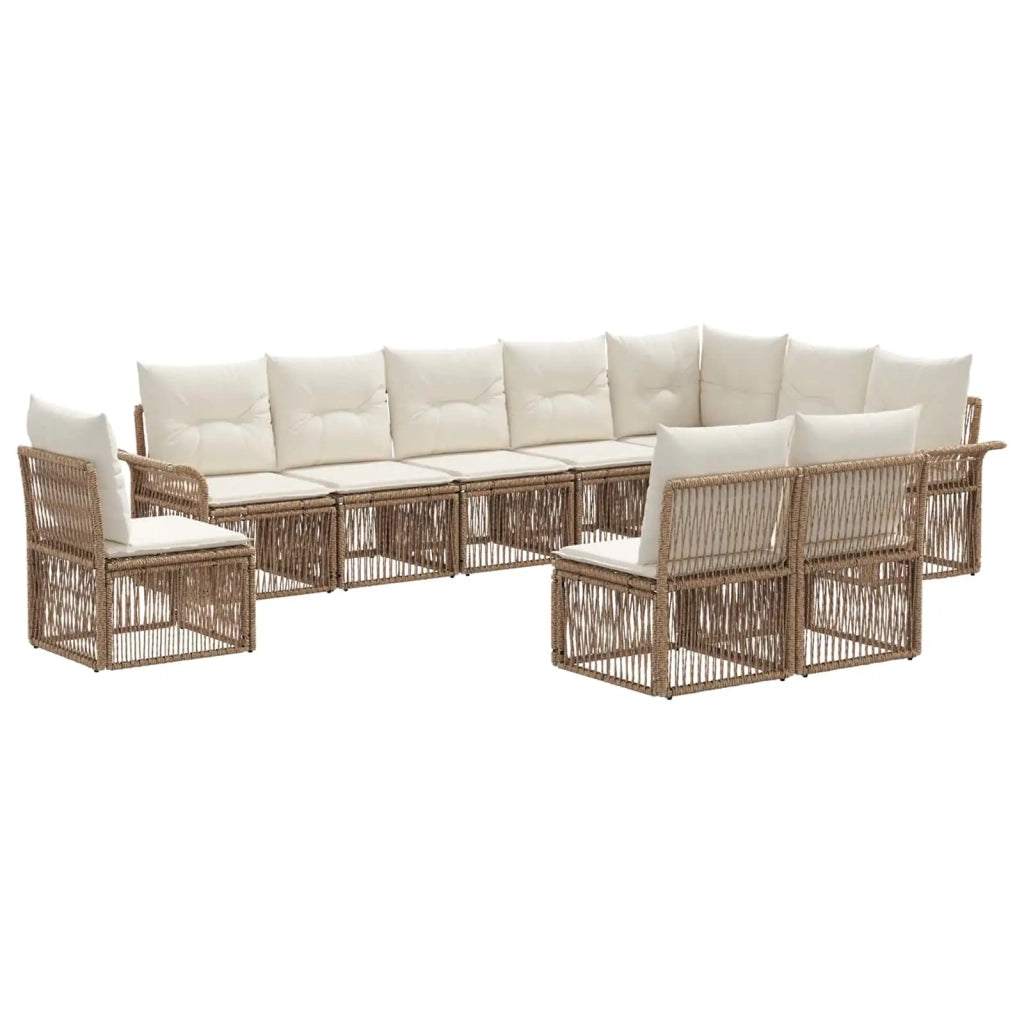 Set Divano da Giardino 10 pcs Beige polyrattan 3434859