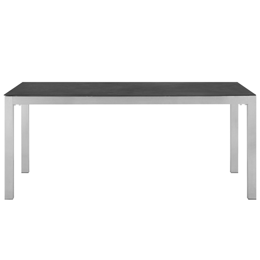 Tavolo da riunione da 6 posti per ufficio piano in granito struttura in acciaio 180 x 90 cm nero stile moderno per ufficio