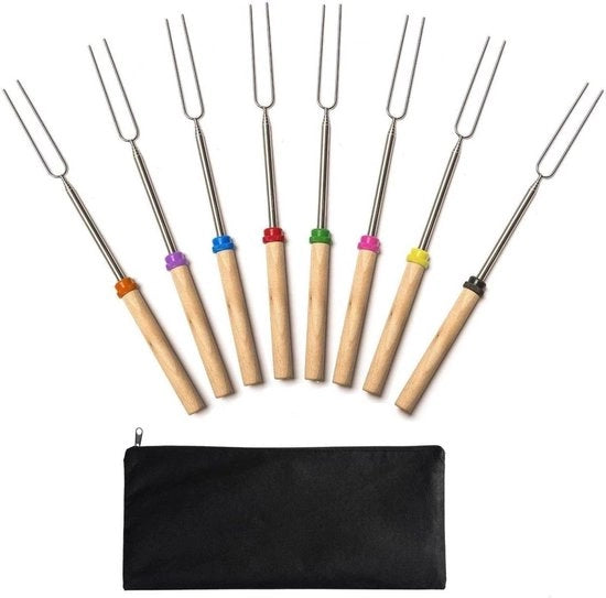 Set di 8 stecchi da griglia - Viti da griglia - 32 pollici viti da griglia telescopiche con borsa portatile - Spiedini telescopici in acciaio inossidabile - Per barbecue esterno