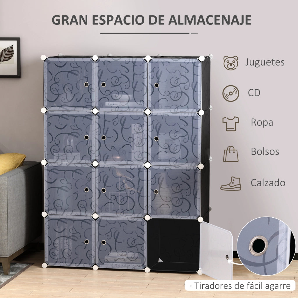 Armadio modulare 12 cubi con ante ¨C zephmum ¨C plastica bianca