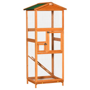 Voliera Gabbia per Uccelli da Esterno 68x63x165 cm in Legno Arancione