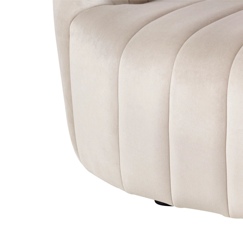 Divano in velluto a 2 posti con sedile imbottito e schienale basso Beige Design contemporaneo e retrò