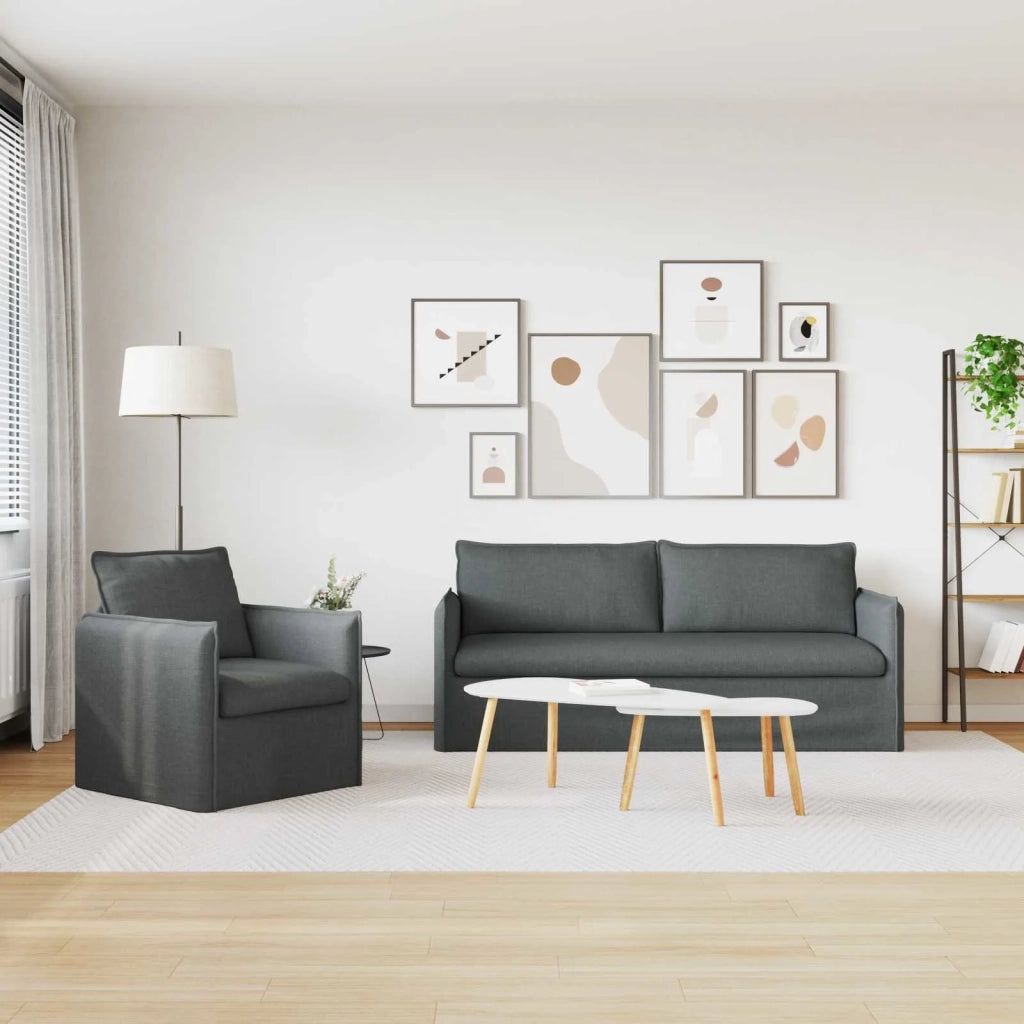 Set di divani 2 pcs Grigio Scuro 196 x 82 x 85 cm Tessuto