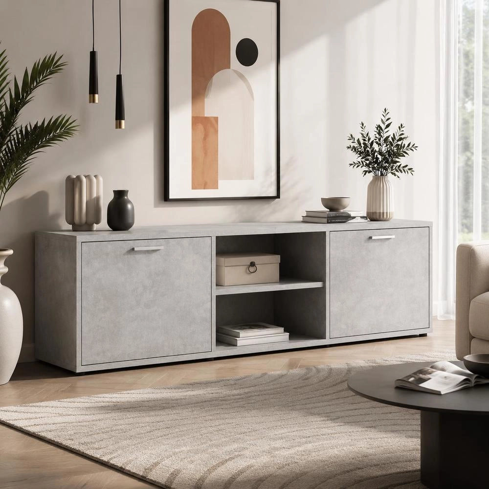 TV Cabinet Concrete Grey 120x34x37 Cm Wood-based Material