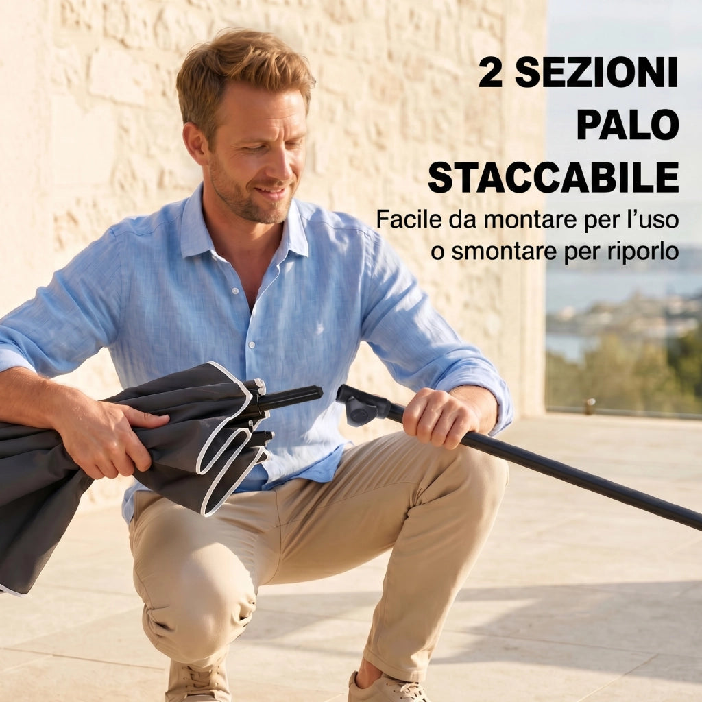 Ombrellone da Giardino Rettangolare 2x1.3 m ¨C zephmum ¨C Grigio e Nero, Alluminio