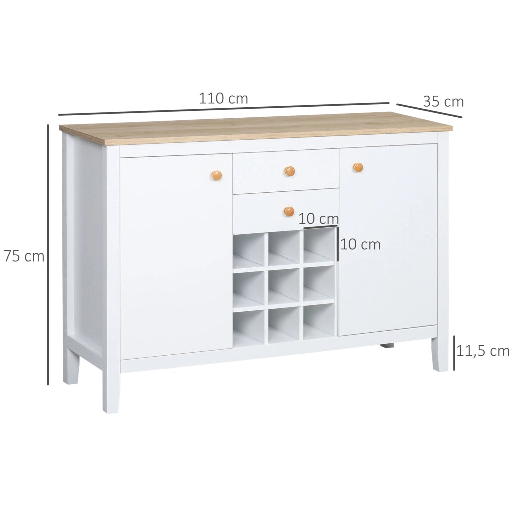 Cassettiera con 2 cassetti e 2 ante ¨C zephmum ¨C bianco 80x40x88 cm