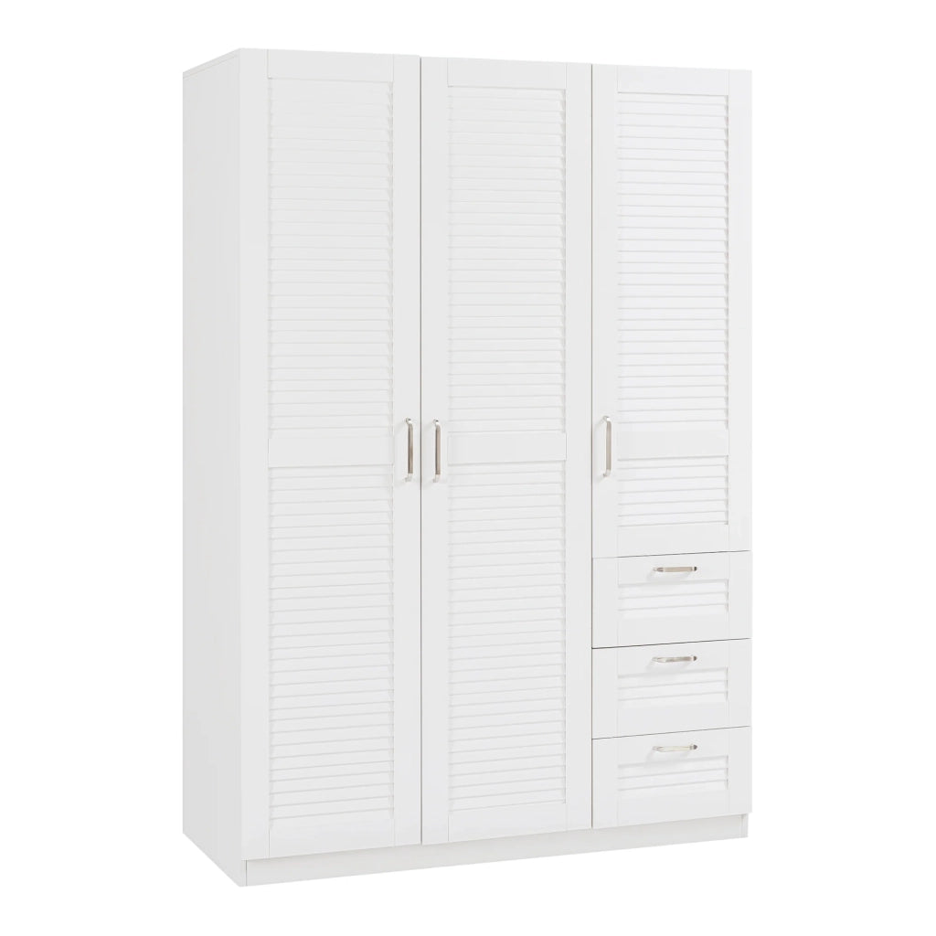 Mobile contenitore per camera da letto con 4 ripiani e 3 cassetti MDF 176 x 120 x 52 cm bianco 03_0008870