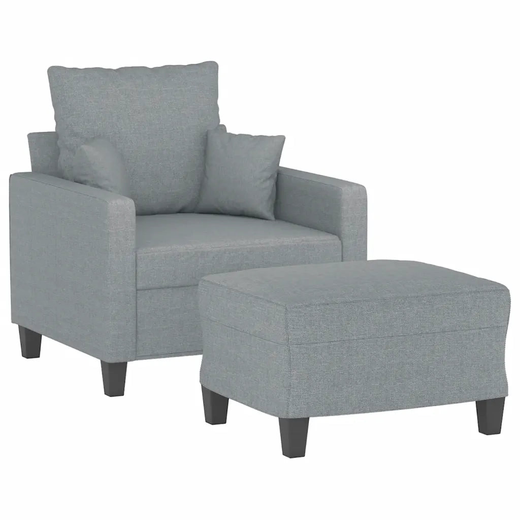 Poltrona | Sedia Relax con Poggiapiedi Grigio Chiaro 60 cm in Tessuto