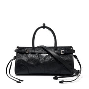 Borsa a mano da donna in vera pelle nera