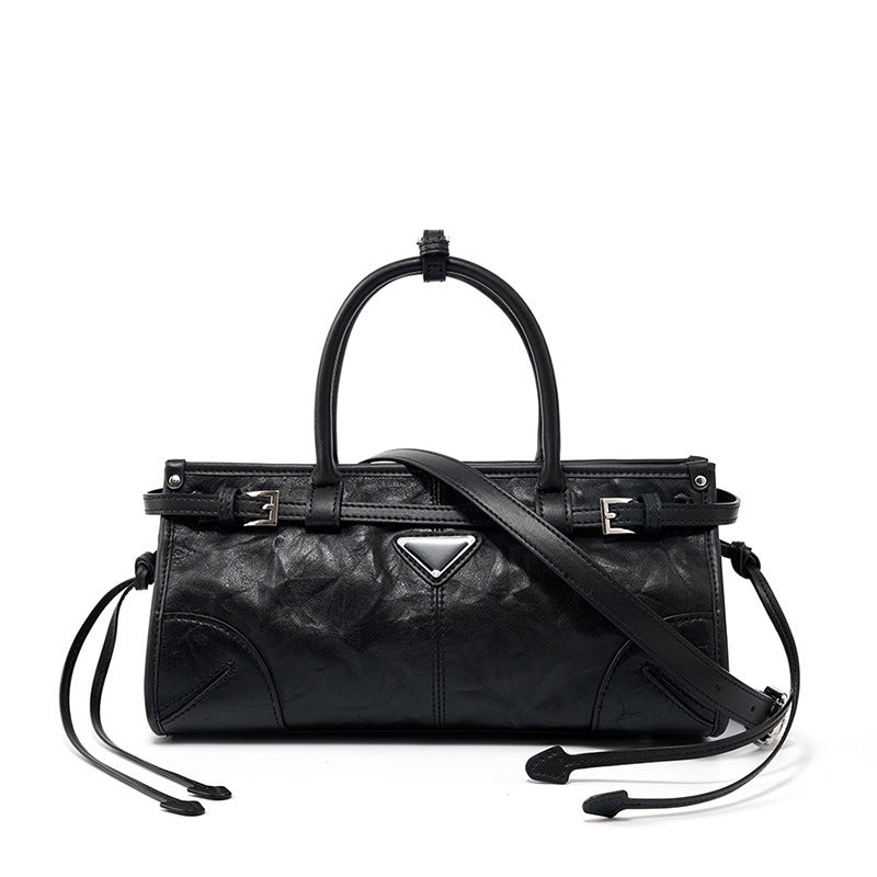 Borsa a mano da donna in vera pelle nera
