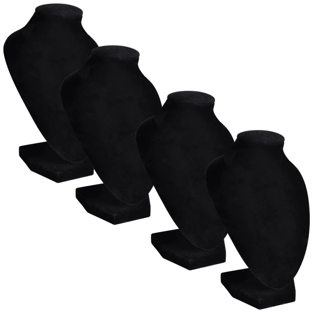 Busto Nero Portagioielli Collane 4 pz in Flanella 9x8,5x15 cm 240905