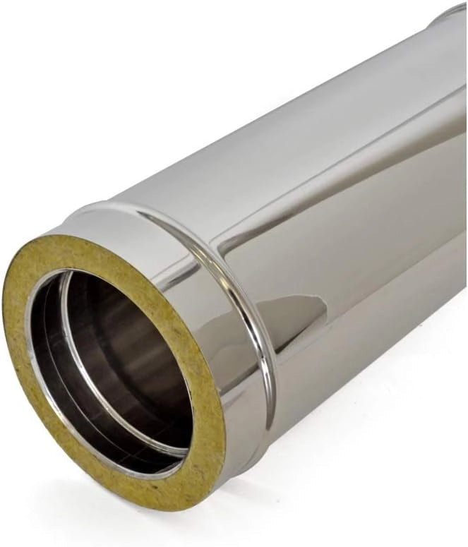 Tubo doppia parete in acciaio inox coibentato per canne fumarie 25cm -Varie Misure- ø100/150