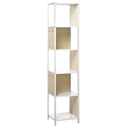Libreria bianca con legno chiaro 165 x 35 cm Scaffale a 5 ripiani Moderno e minimalista