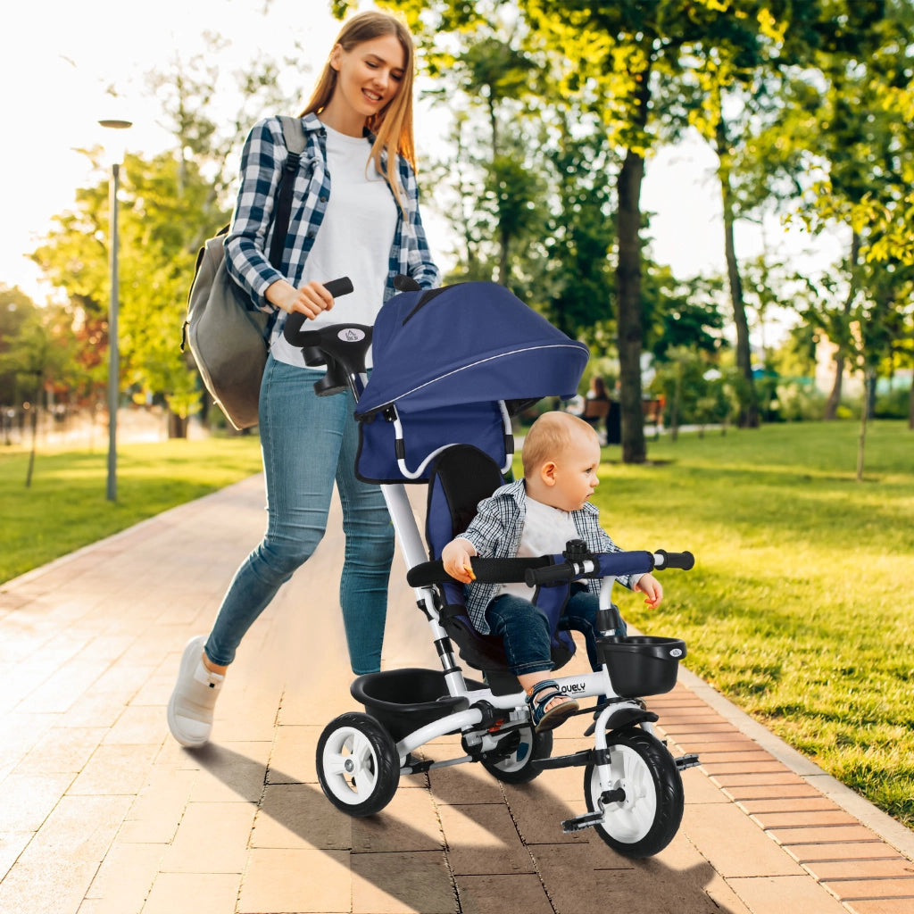 Triciclo per Bambini 6-in-1 con Spingi ¨C Zephmum ¨C Blu