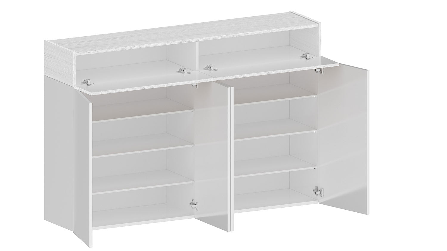 Scarpiera 4 Ante e 2 Ripiano a Ribalta 152x35x100 cm Savona 4A 1R Bianco Opaco/Larice Bianco