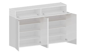 Scarpiera 4 Ante e 2 Ripiano a Ribalta 152x35x100 cm Savona 4A 1R Bianco Opaco/Larice Bianco