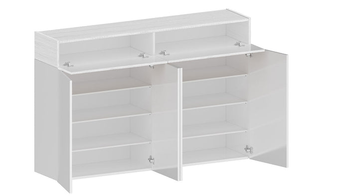 Scarpiera 4 Ante e 2 Ripiano a Ribalta 152x35x100 cm Savona 4A 1R Bianco Opaco/Larice Bianco