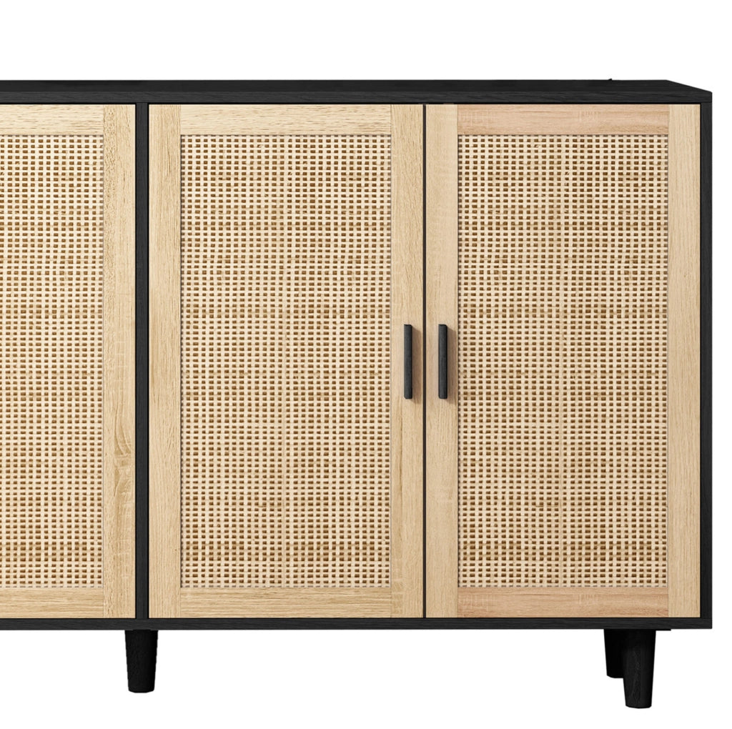 Armadio contenitore 4 ante in rattan; 158 x 40 x 88 cm; nero