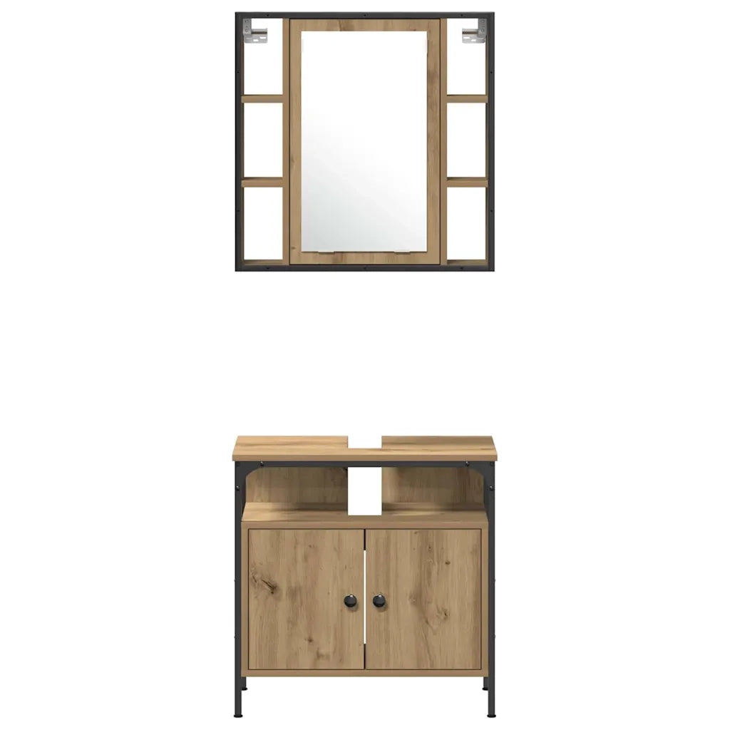 Set di mobili per il bagno con porta 4 pcs Rovere artigianale 3334430