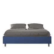 BS COM Letto matrimoniale senza rete imbottito 160x190 similpelle blu