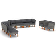 Set di mobili da giardino mobili da esterno 10 pezzi resina intrecciata e legno di eucalipto grigio 02_0015280