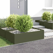 Bordura per Prato 4 pz 100 x 60 x 35 cm Acciaio Verde Oliva 8008952