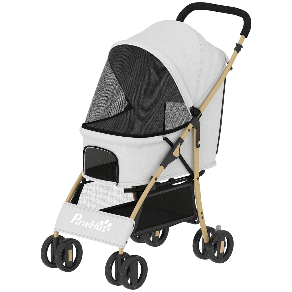 Passeggino per Animali Domestici ¨C Xylo ¨C 2 Porte Finestra a Rete Cestino 80x44,5x97cm Grigio
