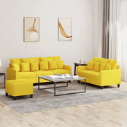 Set di Divani 3 pz con Cuscini Giallo Chiaro in Tessutocod mxl 80362