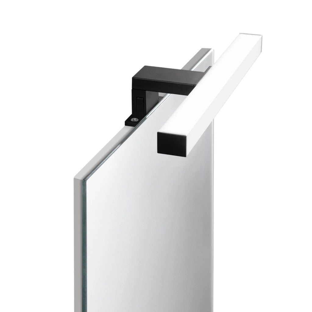 APPLIQUE LED NOIR NERO QUADRA FISSAGGIO PARETE E SPECCHIO 5W 600LM 4000K IP44 30X9,5X4,45CM