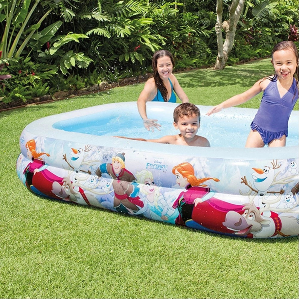 Trade Shop - Piscina Gonfiabile Bambini Disney Frozen 2 Anelli 262 X 175 X 56 Cm Da Giardino -