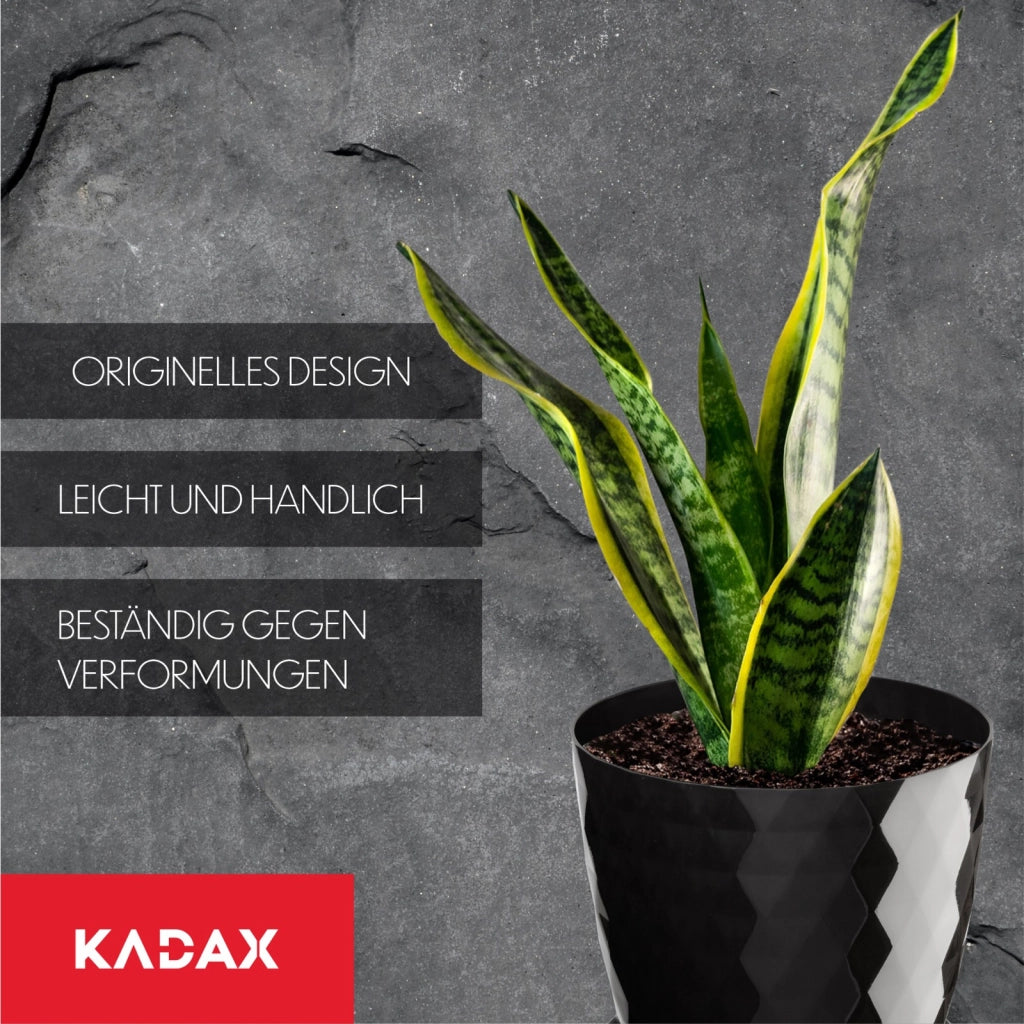 Vaso da fiori in plastica KADAX con supporto, coprivaso, 20 cm, nero, Kadax
