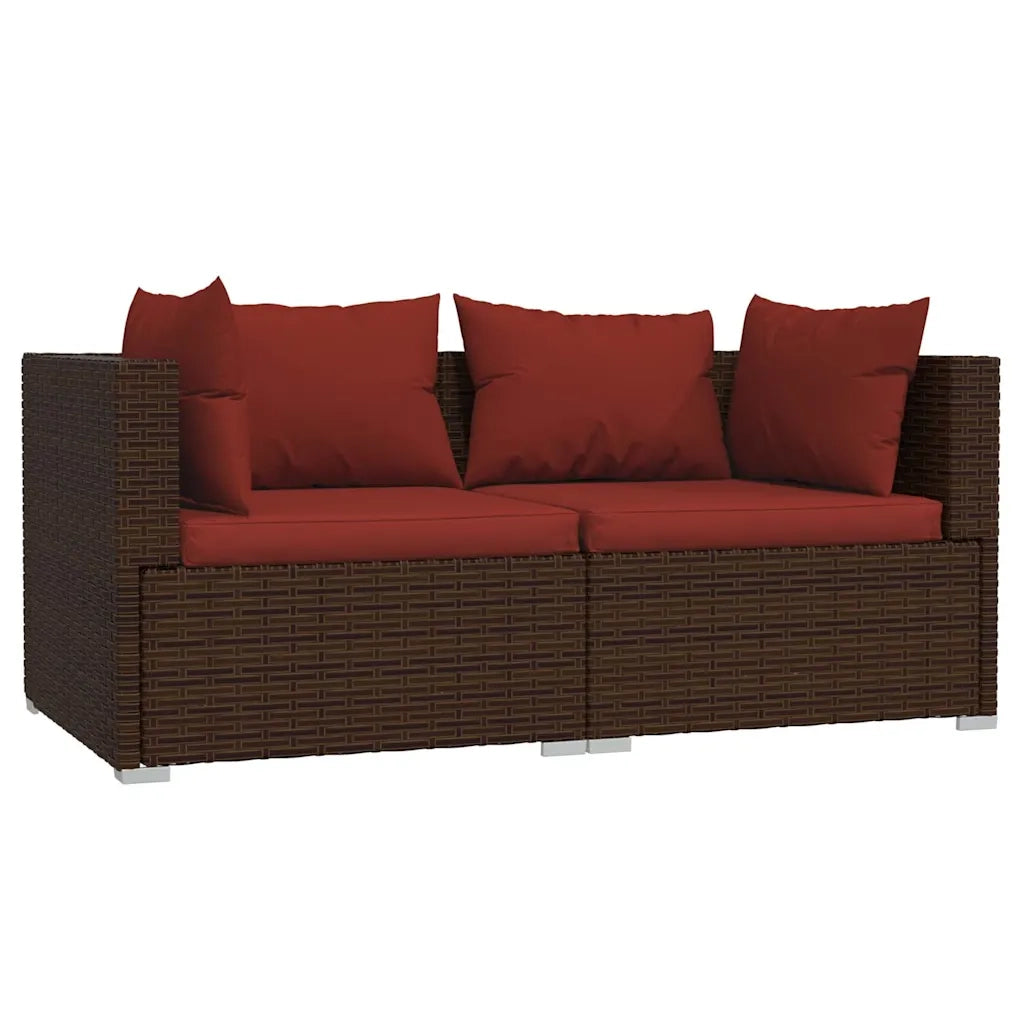Salotto da Giardino-Set Divani da Giardino con Cuscini 3 pz in Polyrattan Marrone