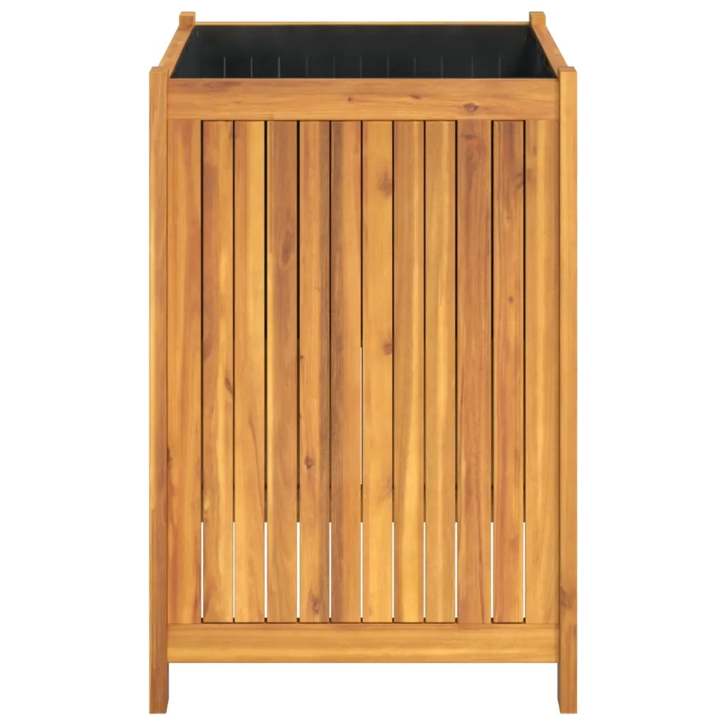 Fioriera Giardino con Rivestimento 50x50x75 cm Massello Acacia