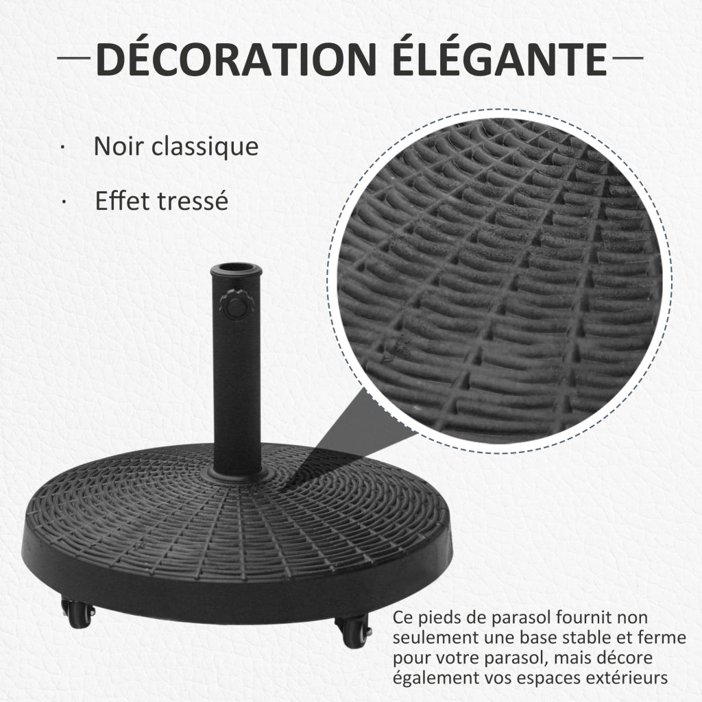 Base per Ombrellone con Pesi e Ruote ¨C zephmum ¨C Resina, Nero, ¦µ52x41 cm