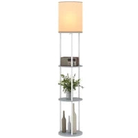 Lampada da Terra con Ripiani e Telecomando, 3 Temperature Colore, Grigio