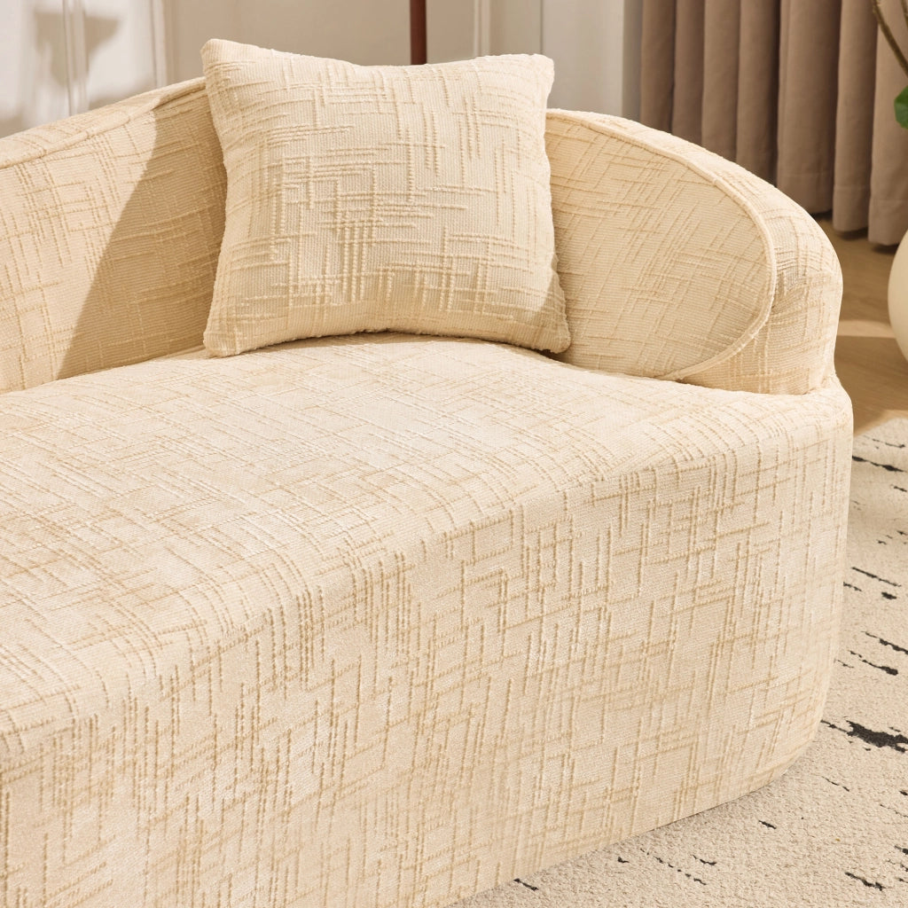 Canapé droit 2 posti curvo con cuscini e supporto ergonomico in schiuma e molle, beige per soggiorno camera e ufficio