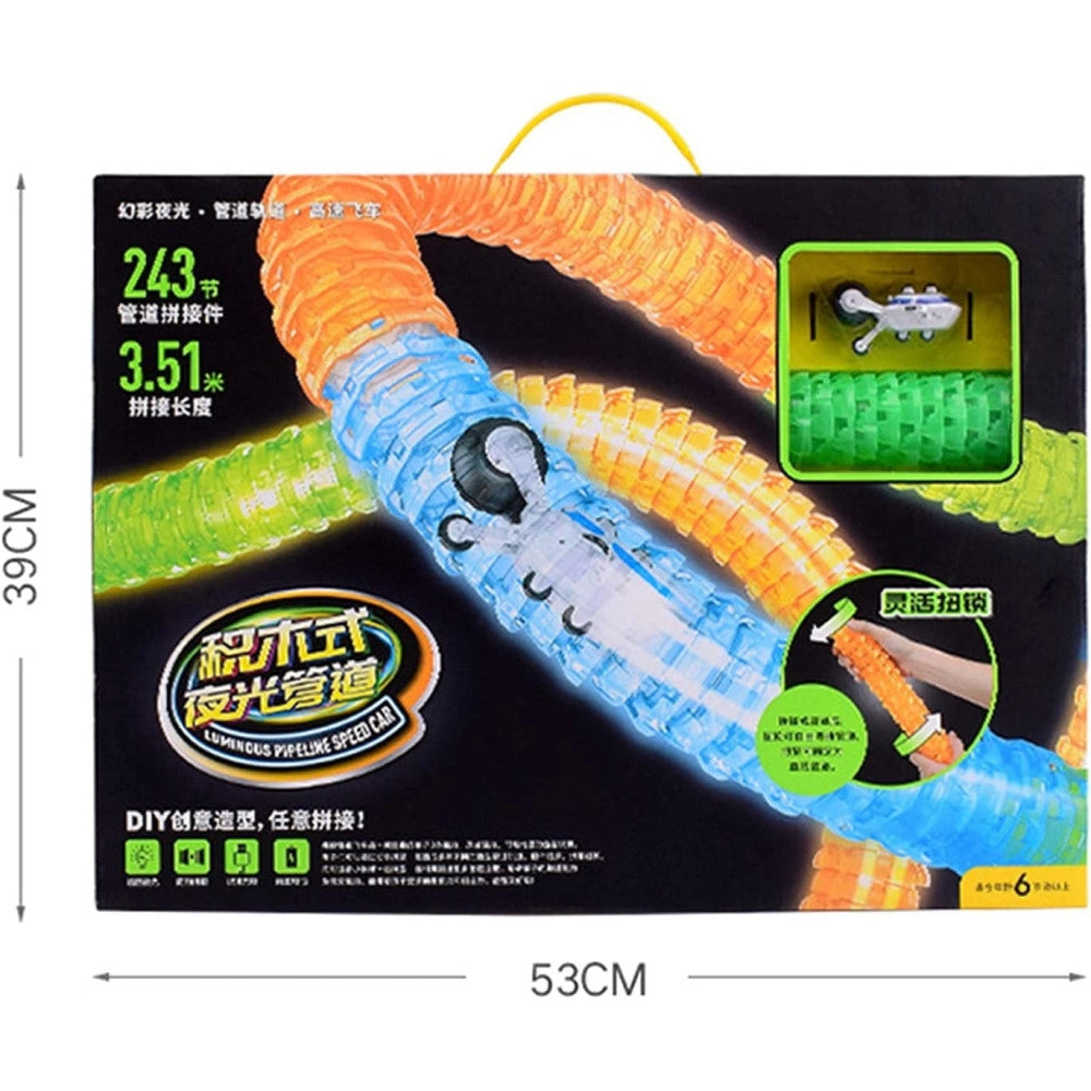 Trade Shop - Set 243 Pezzi Pista Luminosa Led Ad Anello A 360° Carri A Binario Auto Q-wj668 -