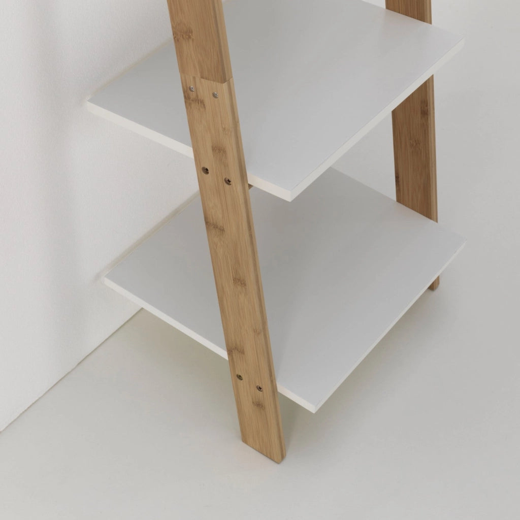Scaffale 5 Ripiani da Soggiorno 43x37x164 cm in Bambù TFT Memphis Bianco e Bambù