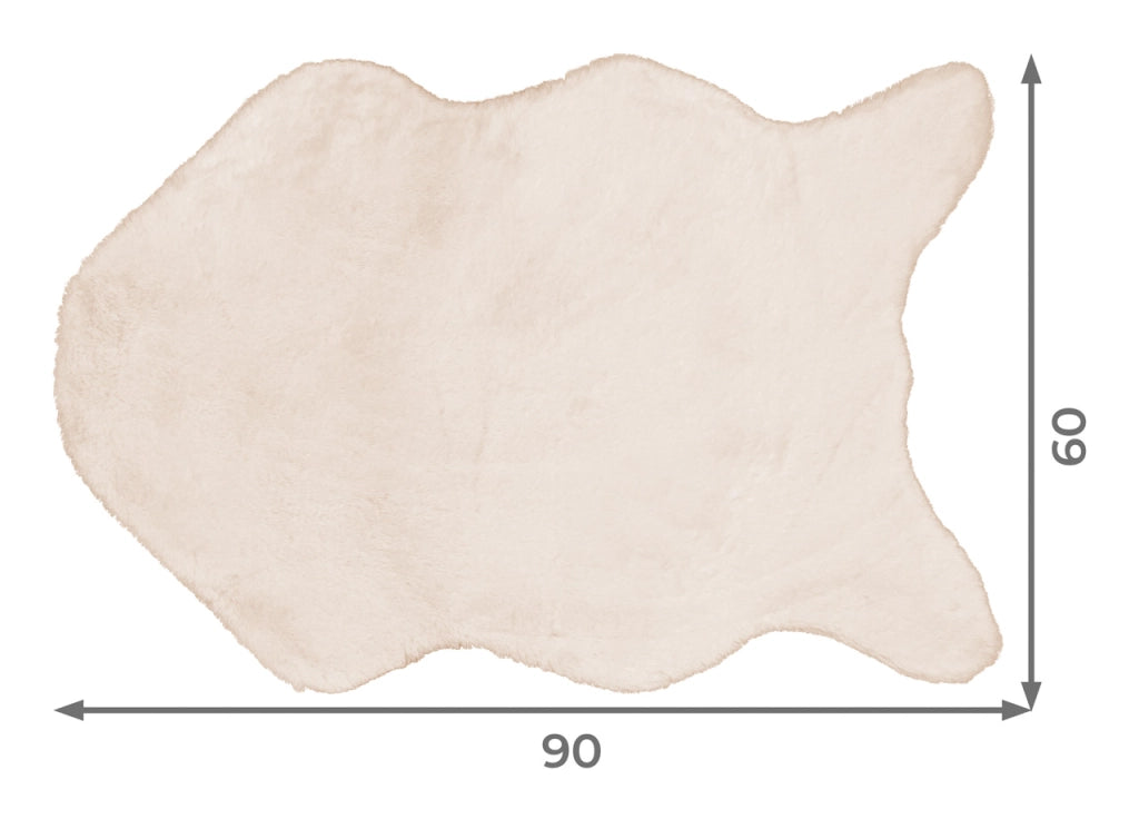 Tappeto Peloso In Pelliccia Ecologica Sagomato Modello Orsetto Varie Forme - 60x90cm - Avorio
