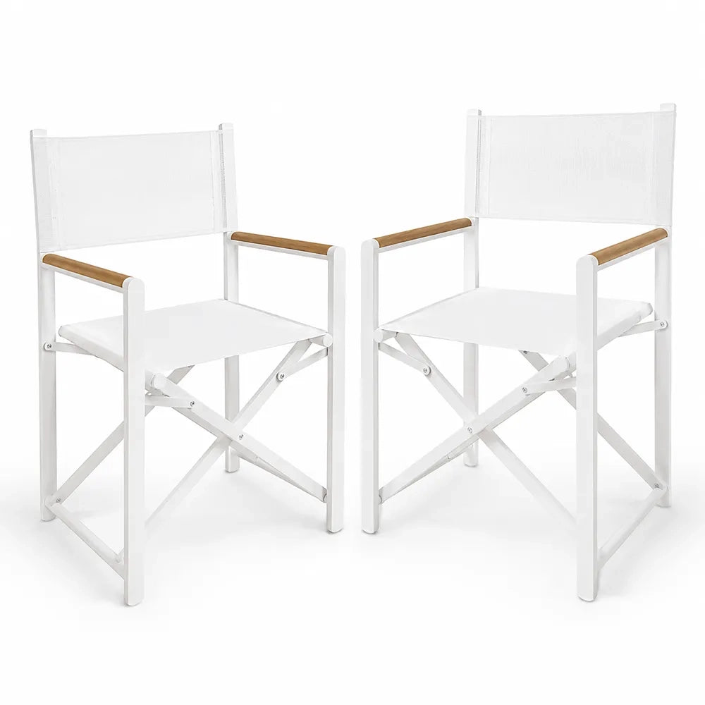 Set di 2 Sedie Regista Fellini - Bianco/Legno