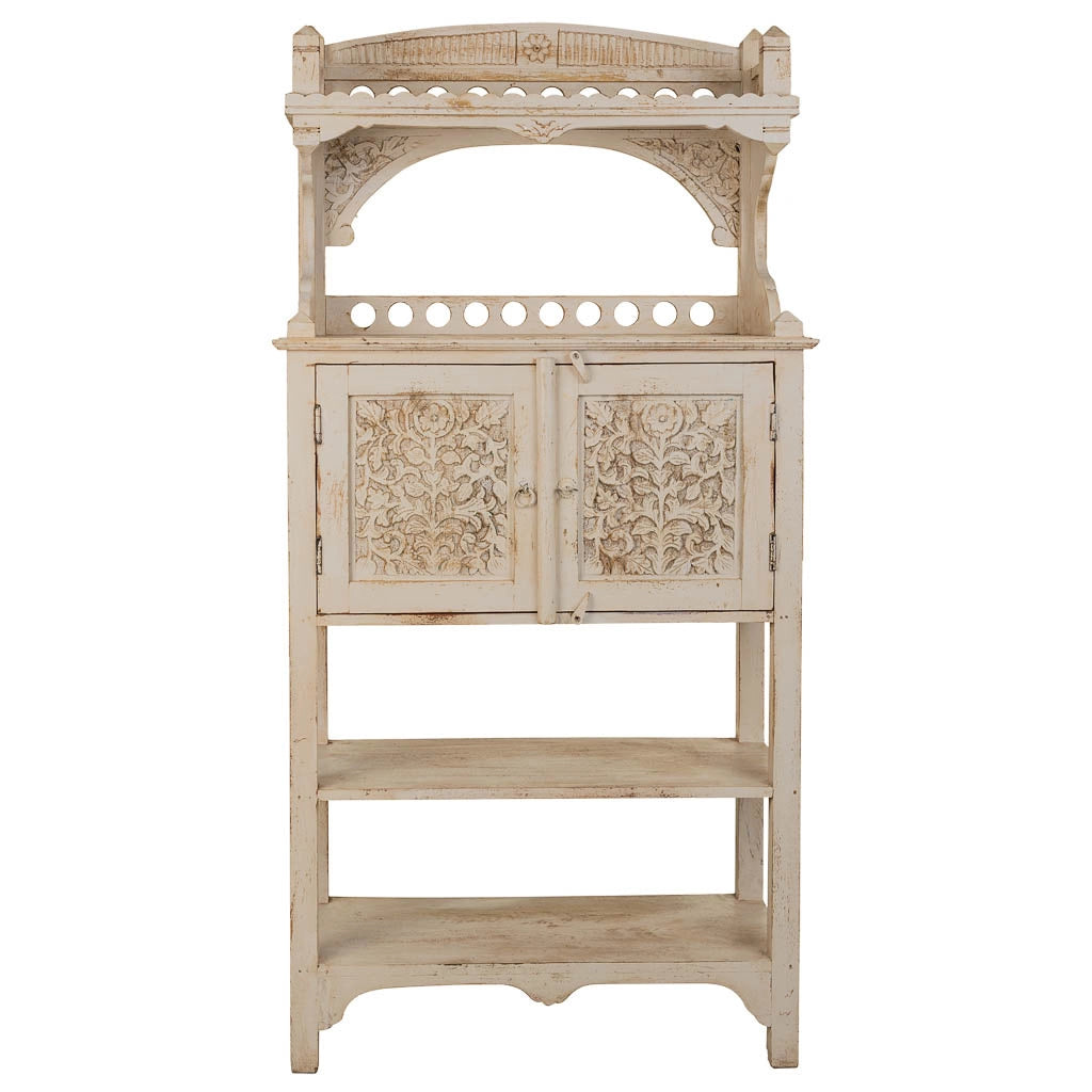 Credenza in legno bianca fatta a mano 75x35x150h