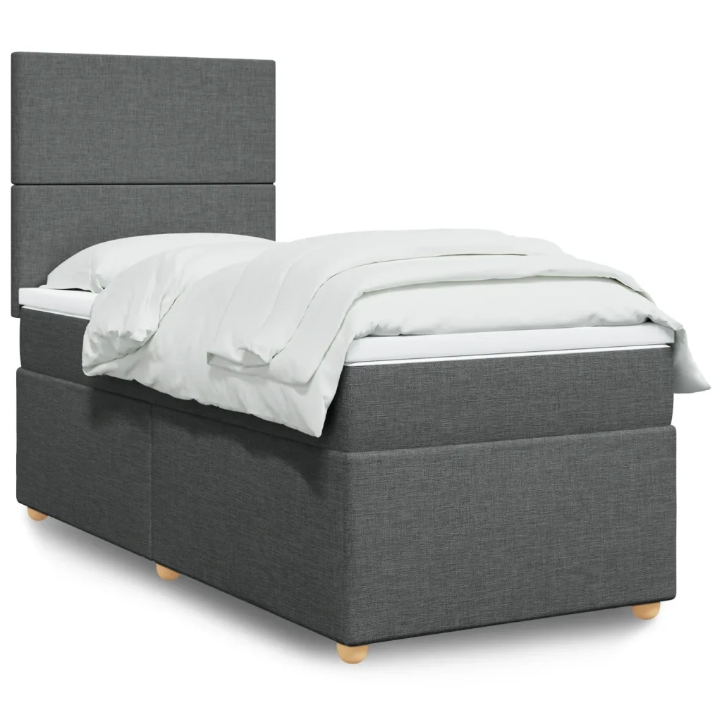 Giroletto a Molle con Materasso Grigio Scuro 90x190 cm Tessuto 3291129