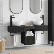 Set di mobili per il bagno 3 pz Nero Legno ingegnerizzato 3405578