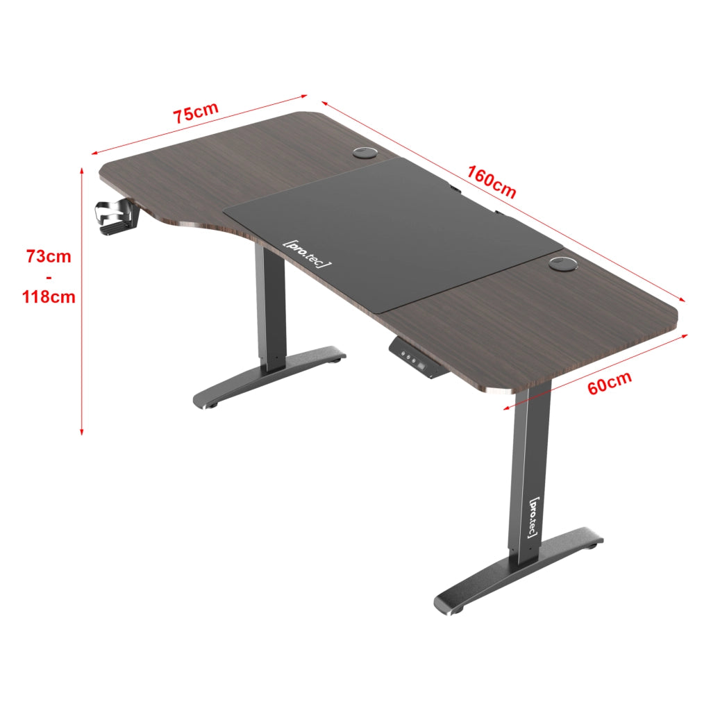 Scrivania Oxnard ad Altezza Regolabile con Sollevamento Elettrico - Effetto Noce pro.tec