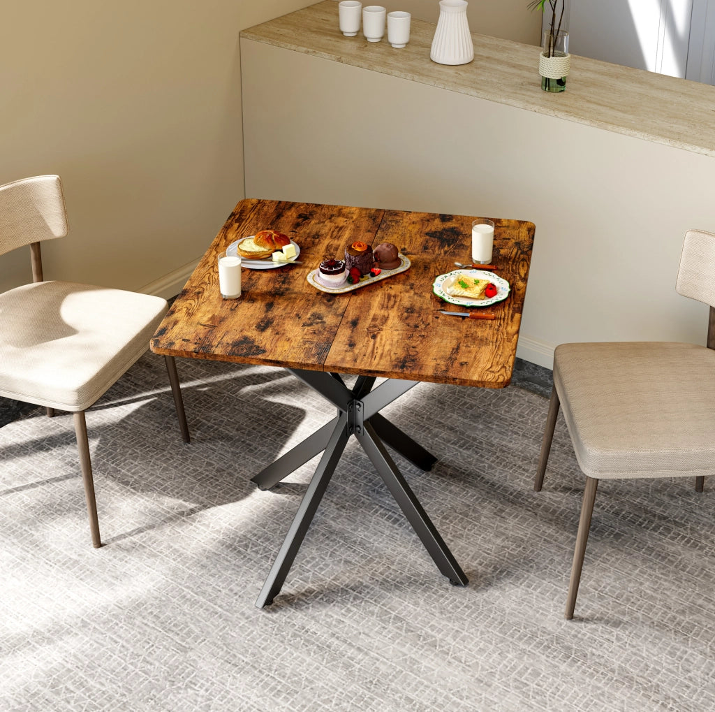 Tavolino 80x80x75 cm; stabile con gambe a X; truciolare; marrone