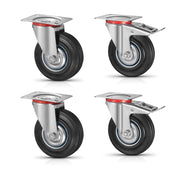 8 ruote di carico pesanti da 125 mm, ruote per il trasporto con freno fino a 400 kg, rotanti a 360°, nessun rumore (2 ruote freno, 2 ruote girevoli)