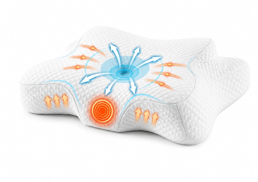 Cuscino Cervicale Ergonomico a Farfalla in Memory Foam, Supporto Ortopedico per Collo e Spalle, Federa Sfoderabile in Tessuto 3D Traspirante, per Dormire Supino e Laterale 55x40 cm