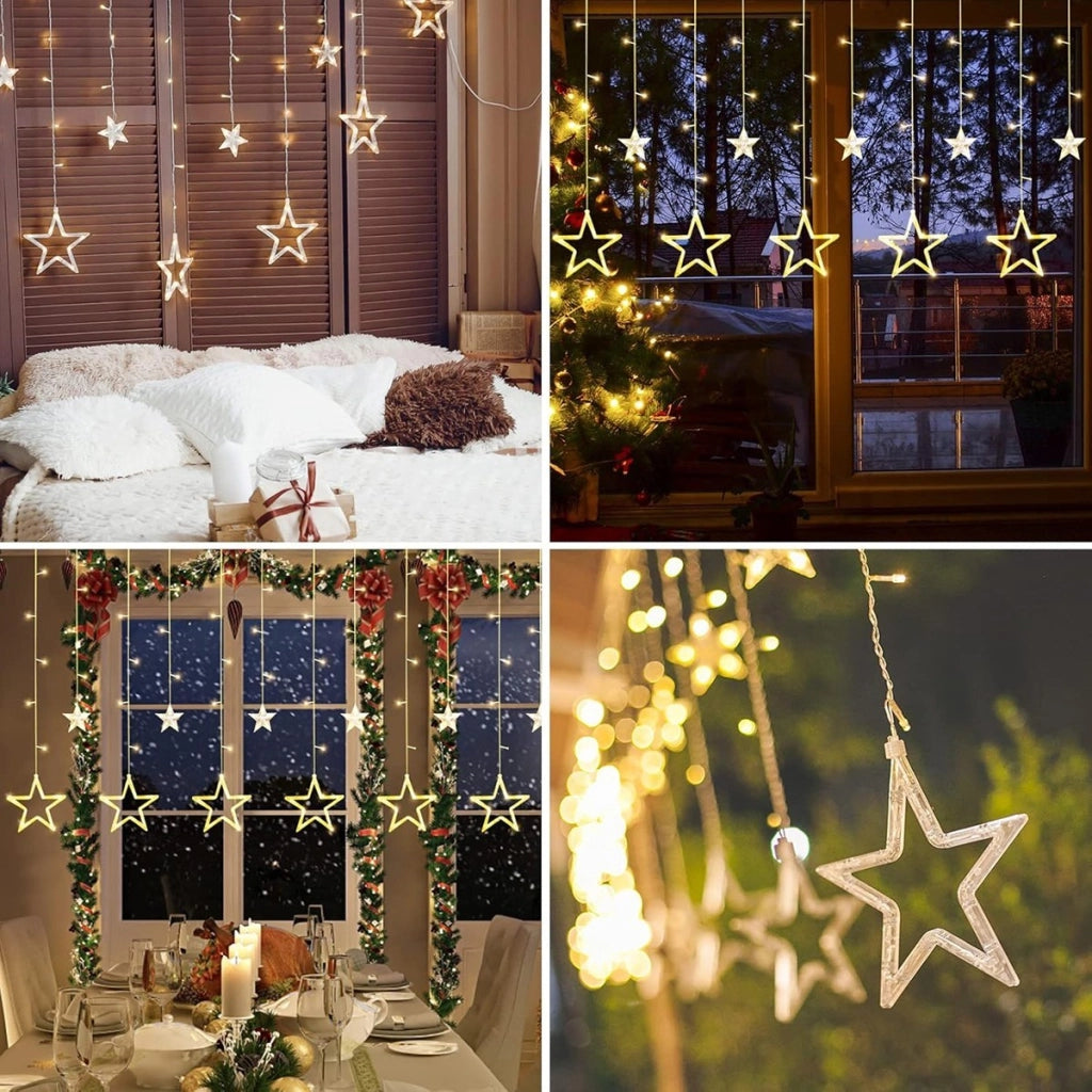 CATENA LUMINOSA STELLA LUCE BIANCO CALDO STELLE LUCI LED NATALE FESTE ADDOBBI