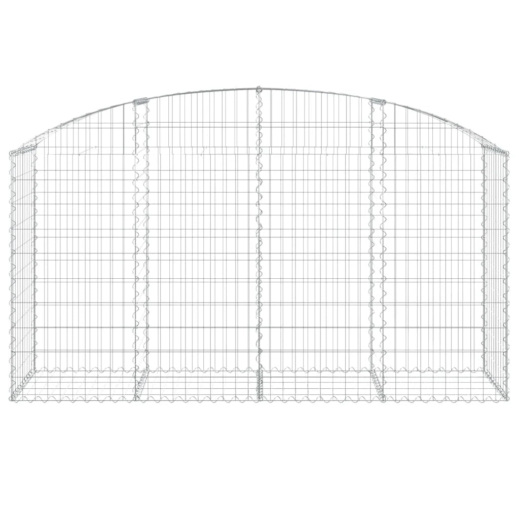 Cesto gabbione recinzione a gabbia muro di contenimento ad arco 200 x 50 x 100/120 cm ferro zincato argento 02_0040019